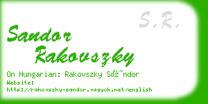 sandor rakovszky business card